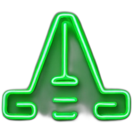 green neon sign in the form of a hieroglyphic 3d emoji