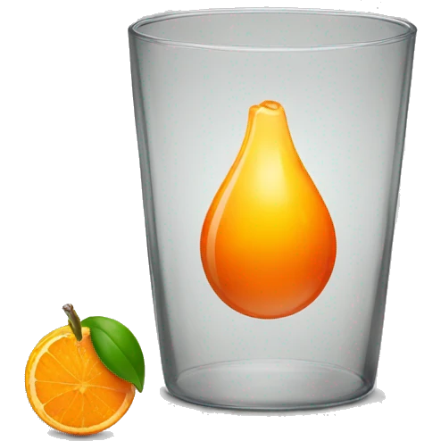 A wide glass with an overcoming and an orange emoji