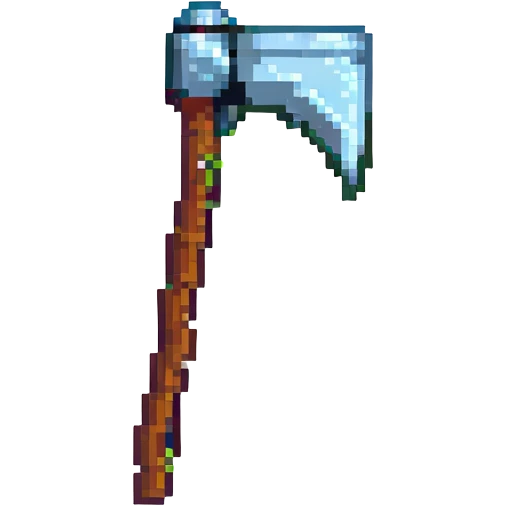a pixel art pickaxe like in Minecraft game, side view emoji