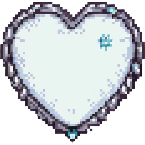 Make the silver accents and details absolutely dominant and overwhelming on the heart with sakura, pixel art style. No background. emoji
