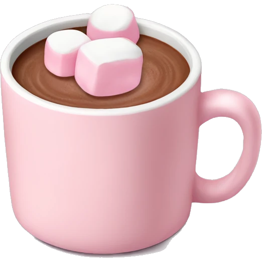 Light Pink mug of hot chocolate with marshmallows  emoji