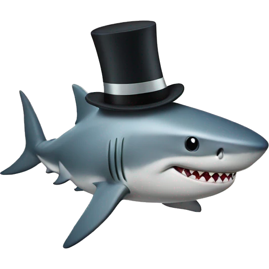 Shark with a top hat emoji