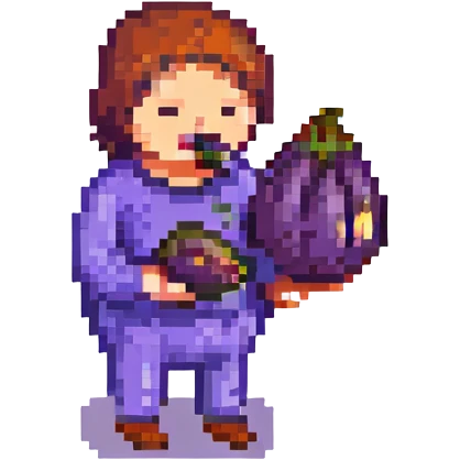 man eating an eggplant emoji