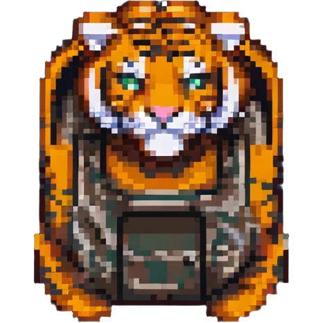 Tiger tank top-down view pixel art emoji