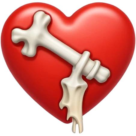 red heart emoji with a bone through it emoji