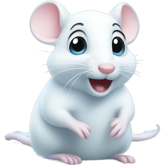 Cute white mouse frozen in ice emoji
