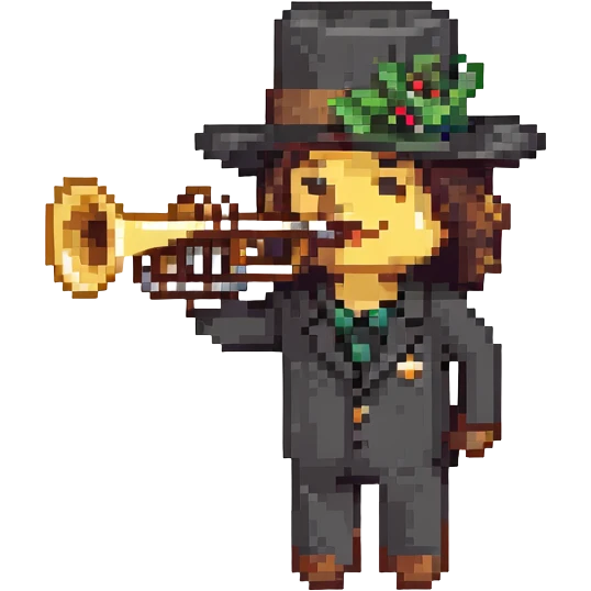emoji face with a black hat and a trumpet emoji