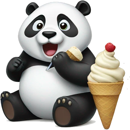 Panda eating ice cream emoji