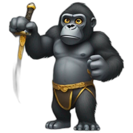 Gorilla holding a sword emoji