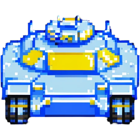 Ukrainian tank with blue and yellow details, military vehicle emoji