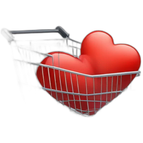 shopping thin cart with one big red heart inside emoji