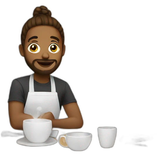 designer working with cafe emoji