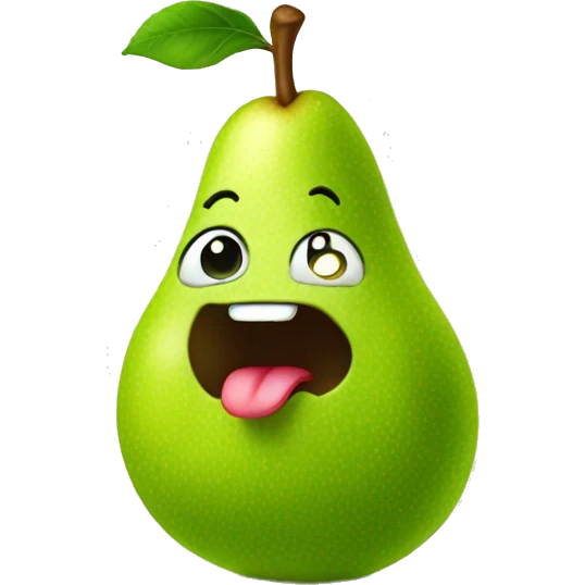 Green Cute pear with tongue emoji