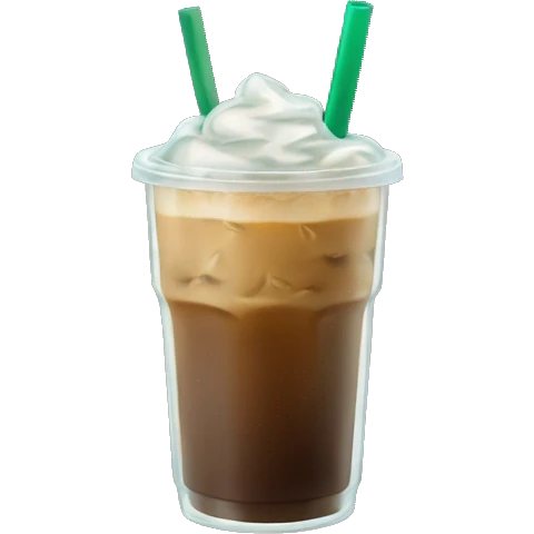 Starbuck ice coffee with ice cubes emoji