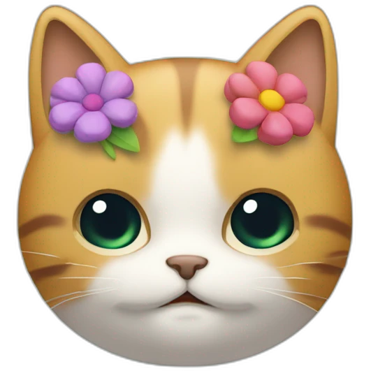 Chat avec des fleurs dans la main emoji