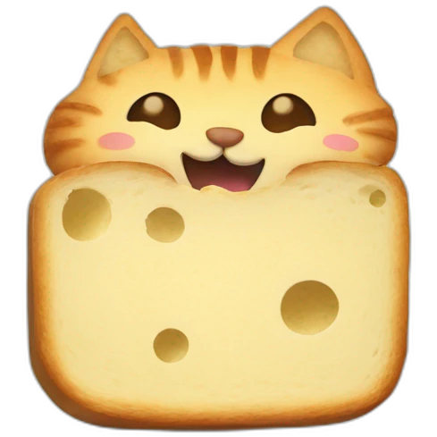 Un chat qui tartine une tranche de pain emoji