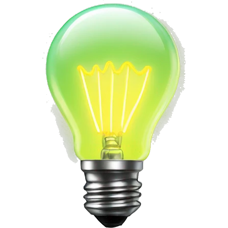 neon illuminated light bulb with lightning inside emoji