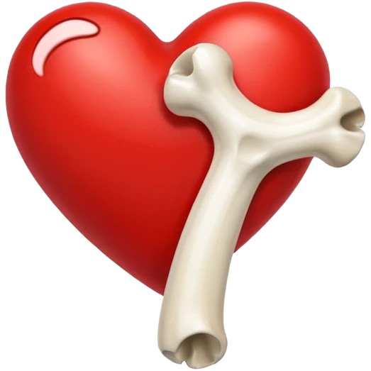 red heart emoji with a bone through it emoji