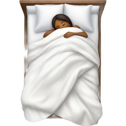 girl sleeping under a white blanket with a book next to her emoji