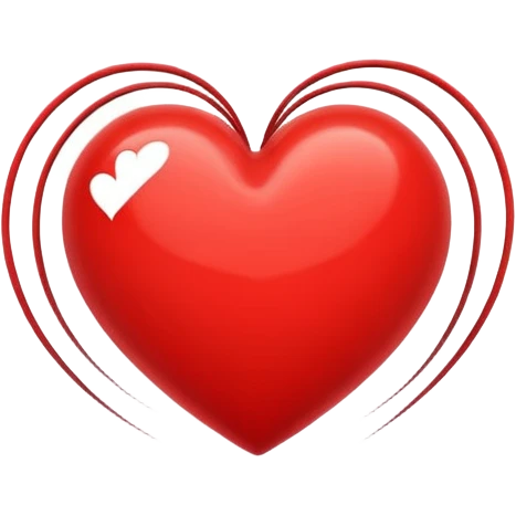 red heart growing with motion lines, modern emoji style emoji