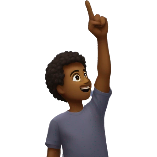 Me holding my index finger to the sky with fireworks going off behind me emoji