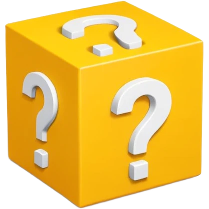  yellow cube shaped box over stuffed with white question mark cubes emoji