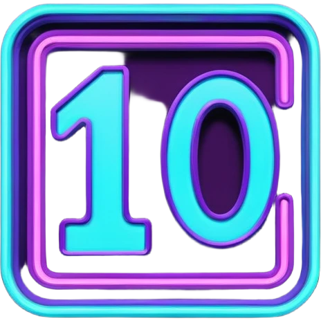 futuristic glowing neon “10/10” sign, purple and cyan glow, dark background emoji