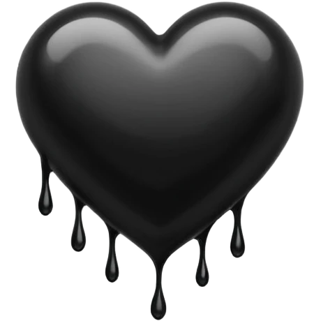 black ink heart emoji with ink streaks emoji