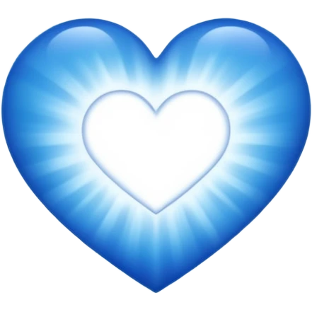 Small white blue heart radiating white light surrounded by a big blue cosmic heart emoji