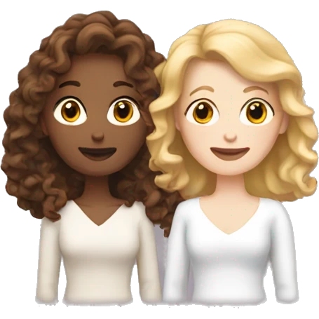 two white woman married one with brown curly hair one with short blond hair emoji