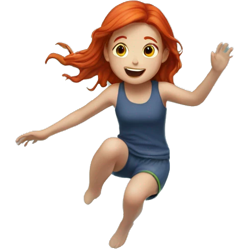 Red hair girl jump into water emoji