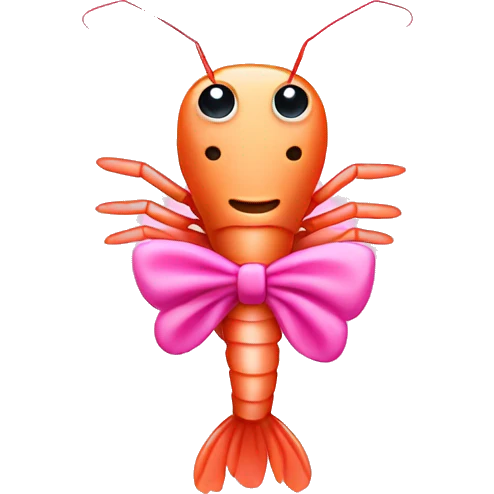 shrimp wearing a pink bow emoji