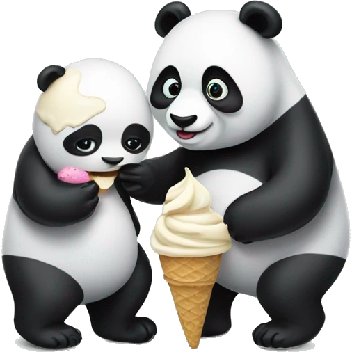 Panda eating ice cream with ugly girl emoji