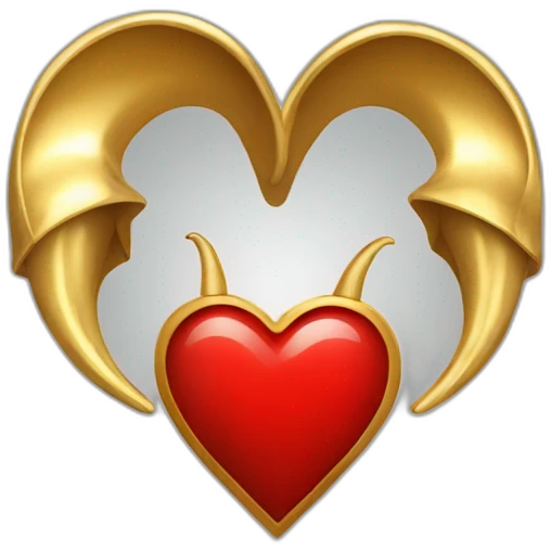 Red heart frame with gold horns emoji