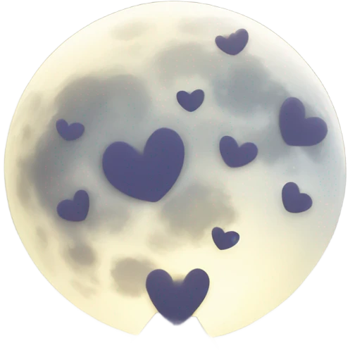 Moon, white hearts, and stars  emoji