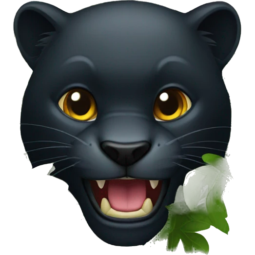 black panter animal with a sharp tooth behind a bush emoji