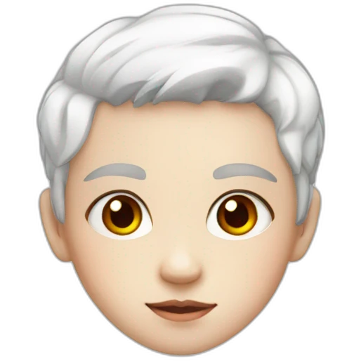 cute child, red eyes, pale-skin,very short white hair emoji