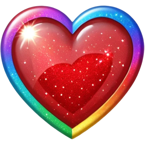 glitter heart with rainbow sparkles emoji