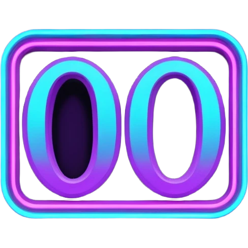 futuristic glowing neon “100” sign, purple and cyan glow, dark background emoji