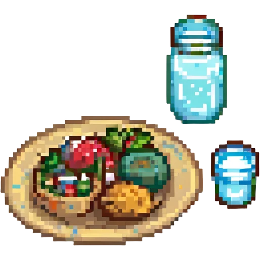 A healthy meal with a glass of water emoji