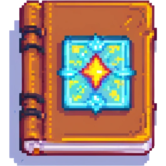 pixel art style enchantment book, glowing, magical, closed, vibrant colors emoji