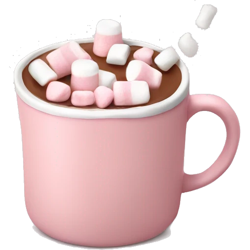Light Pink mug of hot chocolate with marshmallows  emoji