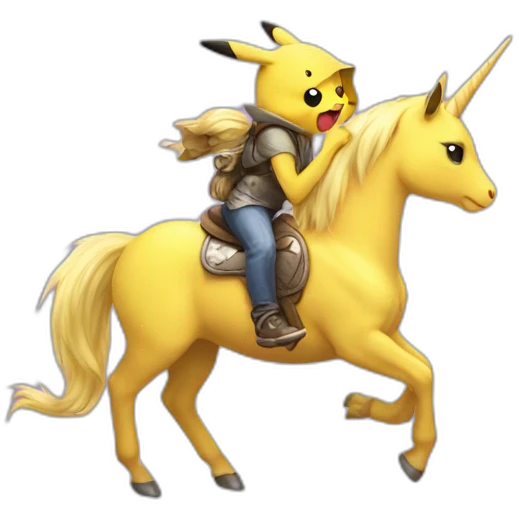 Pikachu on a unicorn emoji