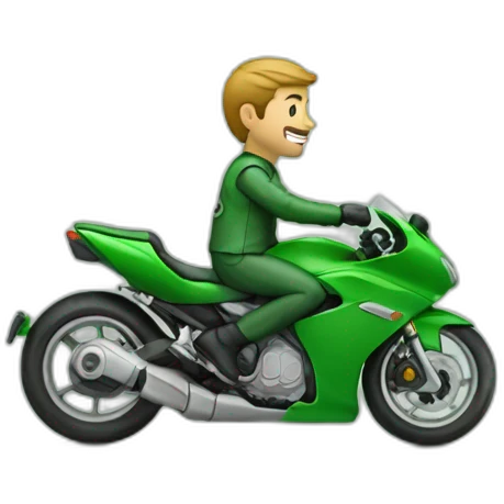 Homme vert sur une moto emoji