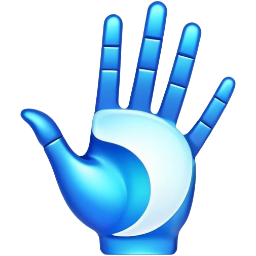 An abstract AI-inspired logo with fluid shapes suggesting a hand holding an invisible object, incorporating pixelated elements, sleek and futuristic emoji