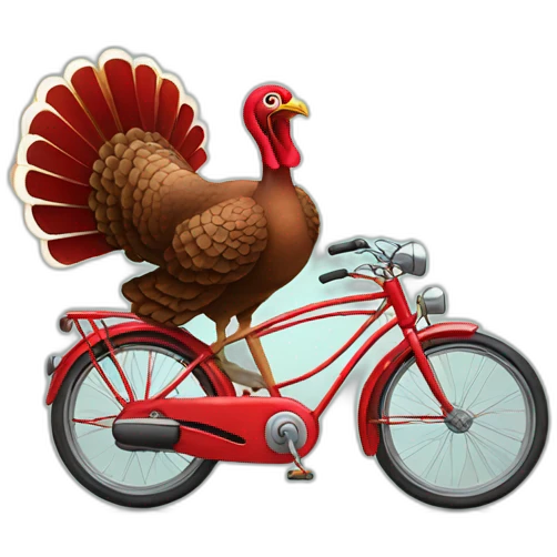 turkey-Riding-a-brght-red-bike emoji