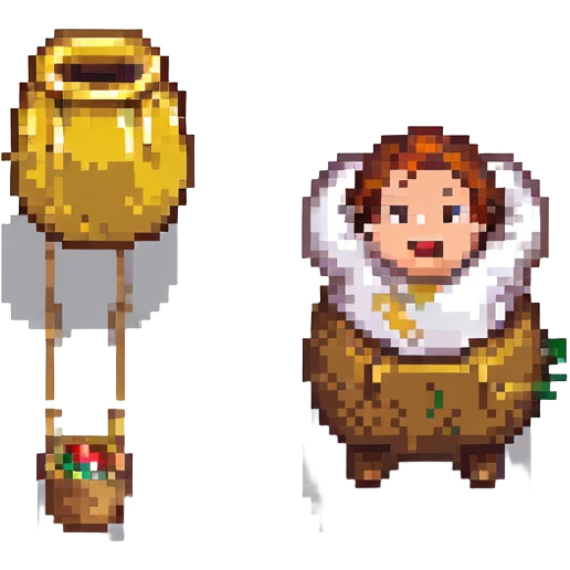 pixel art man doing sack race, mid-jump emoji