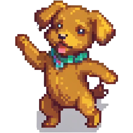 dancing dog pixel art style emoji