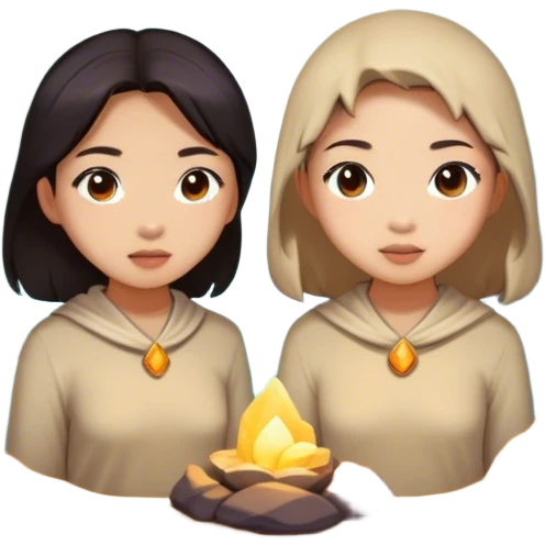 two asian girls in a cave emoji