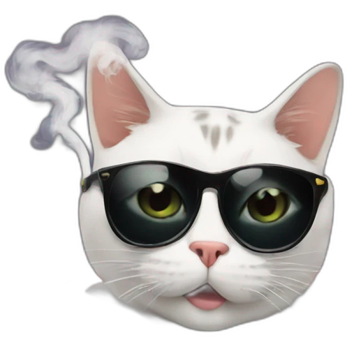 smoking cat in a cool car emoji